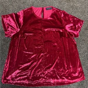 Lane Bryant Women's Rich Red Velvet Top with Metallic Detail Super Cute 18 Plus